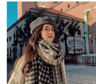 Houndstooth Scarf Winter New Double-sided Imitation Cashmere Tassel Shawl Fashionable and Versatile Korean Style Thickeneded Warm Scarf