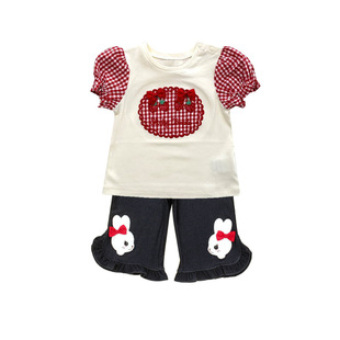in stock ST Children's Wear 2024 Summer New Women's Treasure Pants Cartoon Bunny Embroidered Capri Pants for Hair