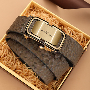 Aike kangaroo belt men's leather casual fashion toothless automatic buckle cowhide belt inner wear pants belt
