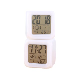 Heat Transfer LED Colorful Color-changing Square Clock for Students and Kidsren Silent Snooze with Temperature Digital Alarm Clock Luminous
