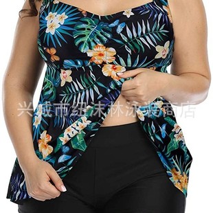 European and American New Amazon AliExpress Large Size Split Beautiful Back Printed Comfortable Bikini Sexy Holiday Swimsuit
