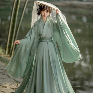 Оригинальная песня Hanfu женский китайский стиль воротник зеленая юбка супер сказочная и элегантная повседневная одежда улучшена весной и летом