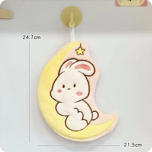 Cute Hand Towel Water Absorbent Household Hanging Small Hand Towel for Children Quick-drying Kitchen Rag Rabbit Hand Towel