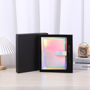 Girl heart notebook portable recording notebook simple PU leather surface laser notepad macaron student diary