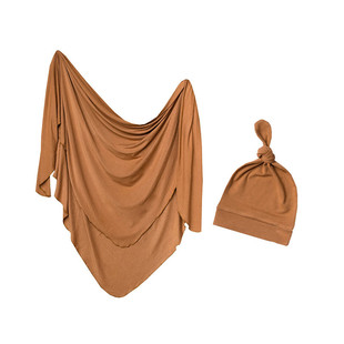 INS Newborn Solid Color Wrap Towel Fetal Cap Hair Belt Two-Piece Cross-Border New Baby Wrap Towel Set Baby Wrap Towel