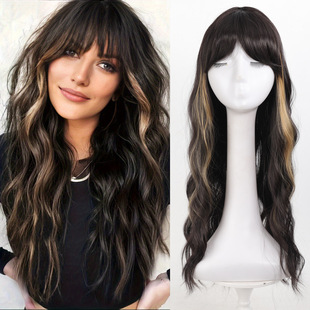 Amazon Cross-border European and American Wig Head Spin Wig Long Curly Wig Women's Wigs Chemical Fiber Wig Full Head Cover
