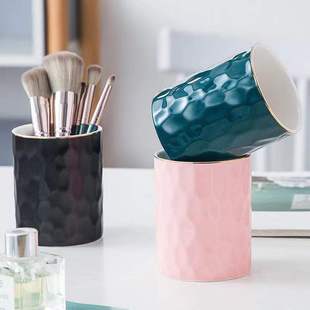 Nordic Modern Ceramic Pen Holder Creative Office Desktop Storage Barrel Simple Eyeliner Eyebrow Pen Makeup Brush Beauty Makeup Holder