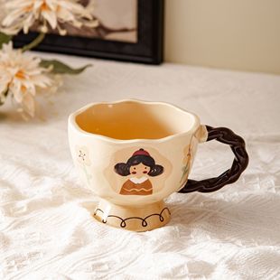 Vintage Cardamom Girl Cute Cup Mug Creative Ceramic Cup Office Water Cup Coffee Cup Breakfast Milk