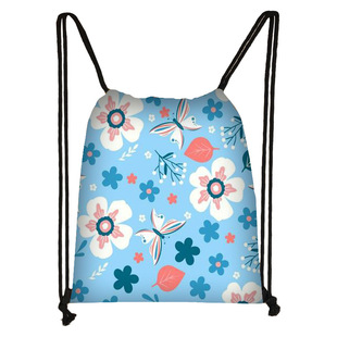 New ins-floral shoulder bag small clear bundle pocket polyester products large capacity drawstring manufacturers wholesale