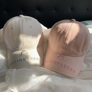 Letter Moon Embroidered Purple Cap Women's Korean-style Trendy Simple All-match Baseball Cap Student Street Sunshade Hat