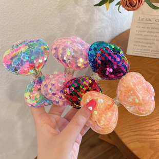 Sequin bow hairpin female children's fresh headdress sweet baby clip side bangs hairpin duckbill clip