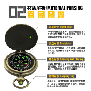 in stock J35A Vintage Pocket Watch Compass North Compass Portable Bronze Antique Flip Compass Outdoor
