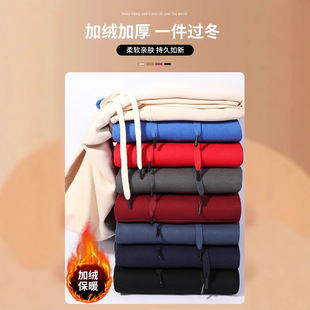 2024 autumn and winter new fleece-lined padded hooded sweater loose solid color hoodie cotton composite cotton lovers sweater