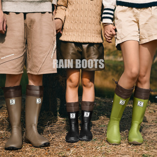 New waterproof shoes long tube dynamic waterproof summer rain boots wear-resistant green outdoor wading rain boots rubber shoes wholesale