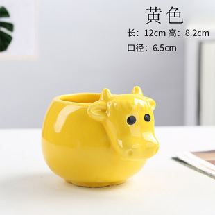 Creative calf succulent flower pot office green plant home interior decoration cartoon cute pet micro landscape plant pot