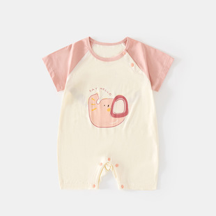 Baby's Short-sleeved jumpsuit Summer Ice Doraemon Newborn Boneless Hatshirt Air-conditioning Clothes Baby Children's Climbing Clothes
