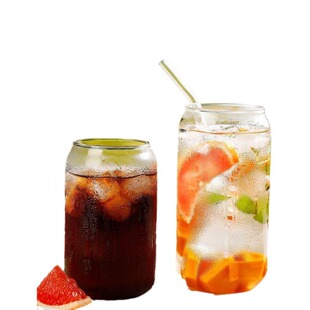 Borosilicate heat-resistant glass Coke cup can with lid Cup straw wholesale coffee cup can drink home