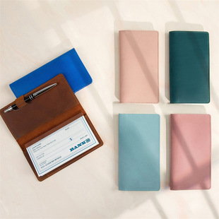 Distinctive Long Wallet Checkbook Holder Korean Leather Checkbook Cover Aircraft Air Ticket Holder Multi-function ID Card Bag