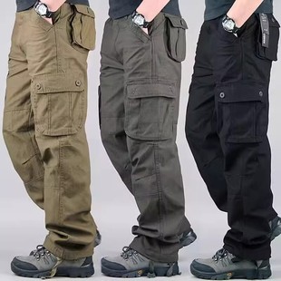 Outdoor Casual Pants Summer Overalls Men's Loose Multi-Pocket Straight plus size Tactical Pants Wear-resistant Work Pants
