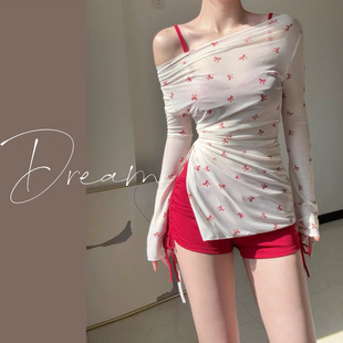 2025 New Swimwear Women's Split Three-piece Set Covering Belly Slimming Gather-up Small Chest South Korea ins Hot Spring