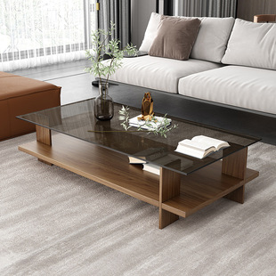 Tempered Glass Coffee Table Small Apartment Living Room Household Modern Simple Office Square Tea Table Internet Popular Ins Style