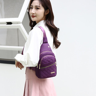 2024 Korean Style Simple Women's Chest Bag New Multi-Layer Embroidery Large Capacity Chest Backpack Outdoor Casual Crossbody Bag