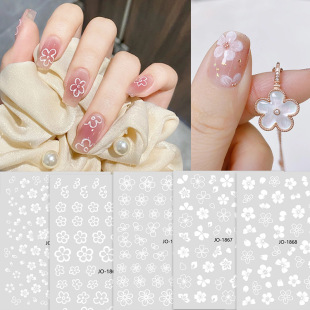 New ins wind small flower nail art stickers mixed batch spring girl heart 3d white cherry blossom nail stickers