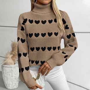 Mao Yu lapel love pullover European and American sweater women autumn and winter new casual fashion long sleeve sweater top women