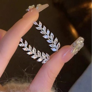 Легкие экстравагантные колосья из циркона, все в одном, серьги, серьги, дизайн, нишевые ультра-блестящие листья, серьги, шипы