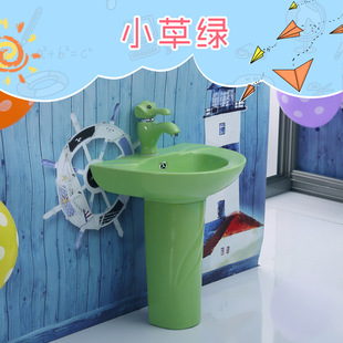 Kindergarten children color split column basin toilet wash basin vertical floor ceramic cartoon column basin factory