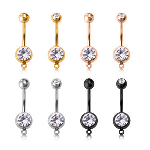 Cross-border belly button ring DIY accessories can be arbitrarily matched with pendant double-headed zirconium belly button buckle hanging ring belly button nail wholesale