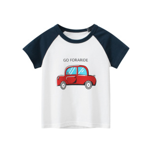 27Kids children's clothing wholesale primary source 2023 Summer new children's short sleeve T-shirt car boys clothes