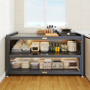 Kitchen Storage Rack Side Storage Cabinet Floor Multi-Layer Oven Microwave Oven Pot Appliances Multifunctional Iron Side Cabinet