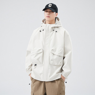 Jingyun 2024 New jacket men's Japanese fashion brand loose hooded men's American casual workwear jacket