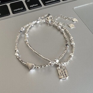 Love Square Brand Sterling Silver Bracelet Women's Light Luxury New Arrival Broken Silver Bracelet Jewelry Bracelet for Girlfriend's Birthday Gift
