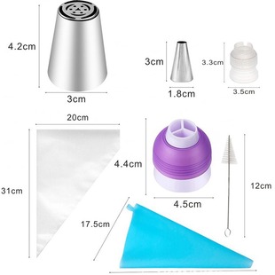 Cross-border in stock stainless steel Russian decorating nozzle decorating bag multi-combination suit creative baking tools