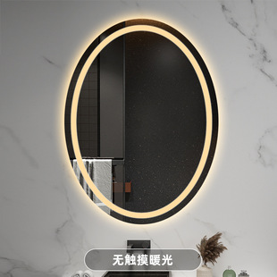 Oval smart bathroom mirror with light led mirror anti-fog toilet mirror wall-mounted luminous toilet mirror