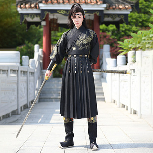 Новый оригинальный Hanfu Longyan Heavy Industry вышивка ручной плиссированный костюм летучей рыбы