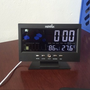 Cross-border hot weather clock 8082t weather clock color screen display temperature and humidity home voice control electronic alarm clock
