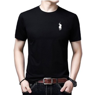 Paul Cotton Short-sleeved T-shirt Men's Summer Trendy Brand Embroidered High-end Crewneck Loosening Water Cloud Cotton T Base Shirt