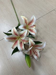 4 Head 3D perfume lily flower embossed realistic simulation flower wedding flower arrangement decoration home display hand glue fake flower