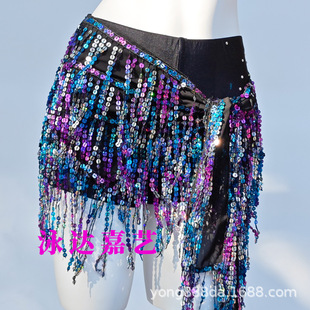 TikTok Same Style Belly Dance New Sequin Tassel Waist Chain Bosimi Hip Towel Skirt Street Dance Encryption Jazz Dance Waist Towel