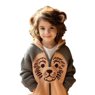 Boys and Girls sweater children's western style knitwear coat autumn clothes baby cartoon hoodie infant spring and autumn