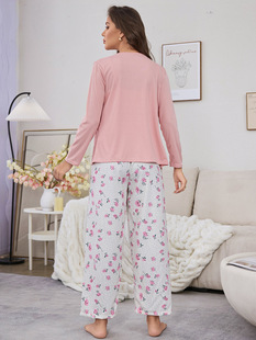 Women in Europe and the United States cross-border Amazon long sleeve pants pajamas home clothing suit