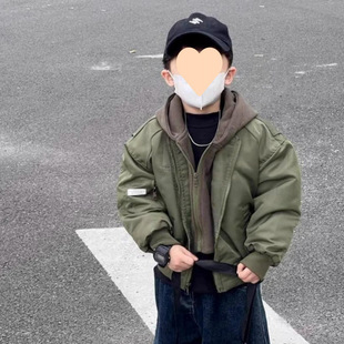 Boys' Spring Children's Coat New Fashionable Children's Hooded Baseball Suit Boys' Baby Fake Two-Piece Fashion
