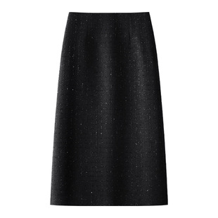 Purple Chanel Style Skirt Autumn and Winter 2024 Women's New High-end Elegant Hip Skirt Mid-length Skirt