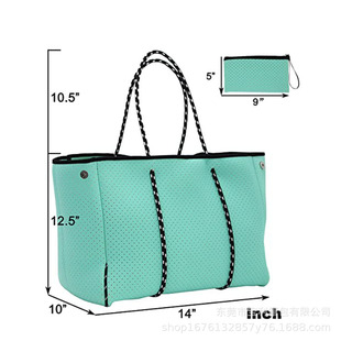 Manufacturers supply diving material perforated beach bag European and American fashion portable large capacity Women's shoulder tote bag