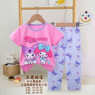 Kid's pajamas детская одежда 2025 детские мультфильмы пижамы летняя корейская версия брюки с короткими рукавами фабрика прямой поставки