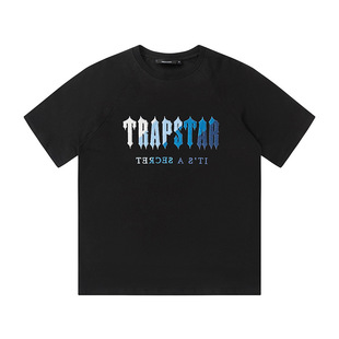 Cross-border foreign trade Trapstar rainbow letters gradient towel embroidery short sleeve T-shirt fog high street short pants suit