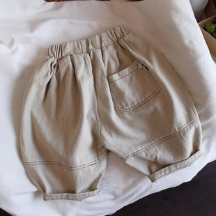 2024 spring and autumn new South Korea children's open line stitching loose bloomers for boys and girls baby harem pants trendy pants
